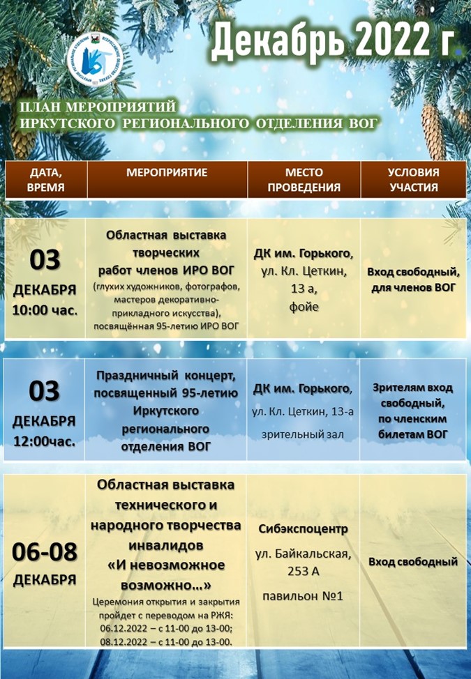 план мероприятий ИРО ВОГ на декабрь 3-8